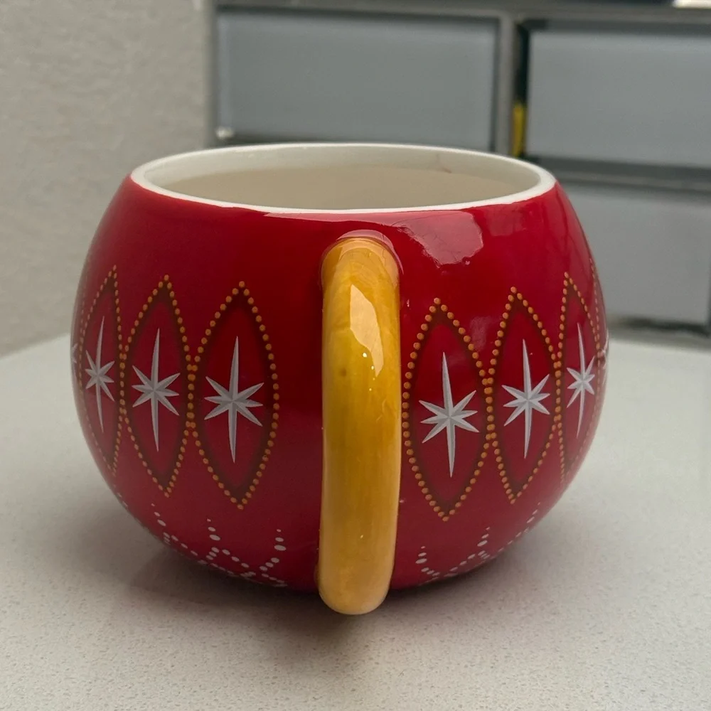 Harry & David Holiday Christmas Mug Red and White Starburst Pattern Ceramic - Picture 3 of 10